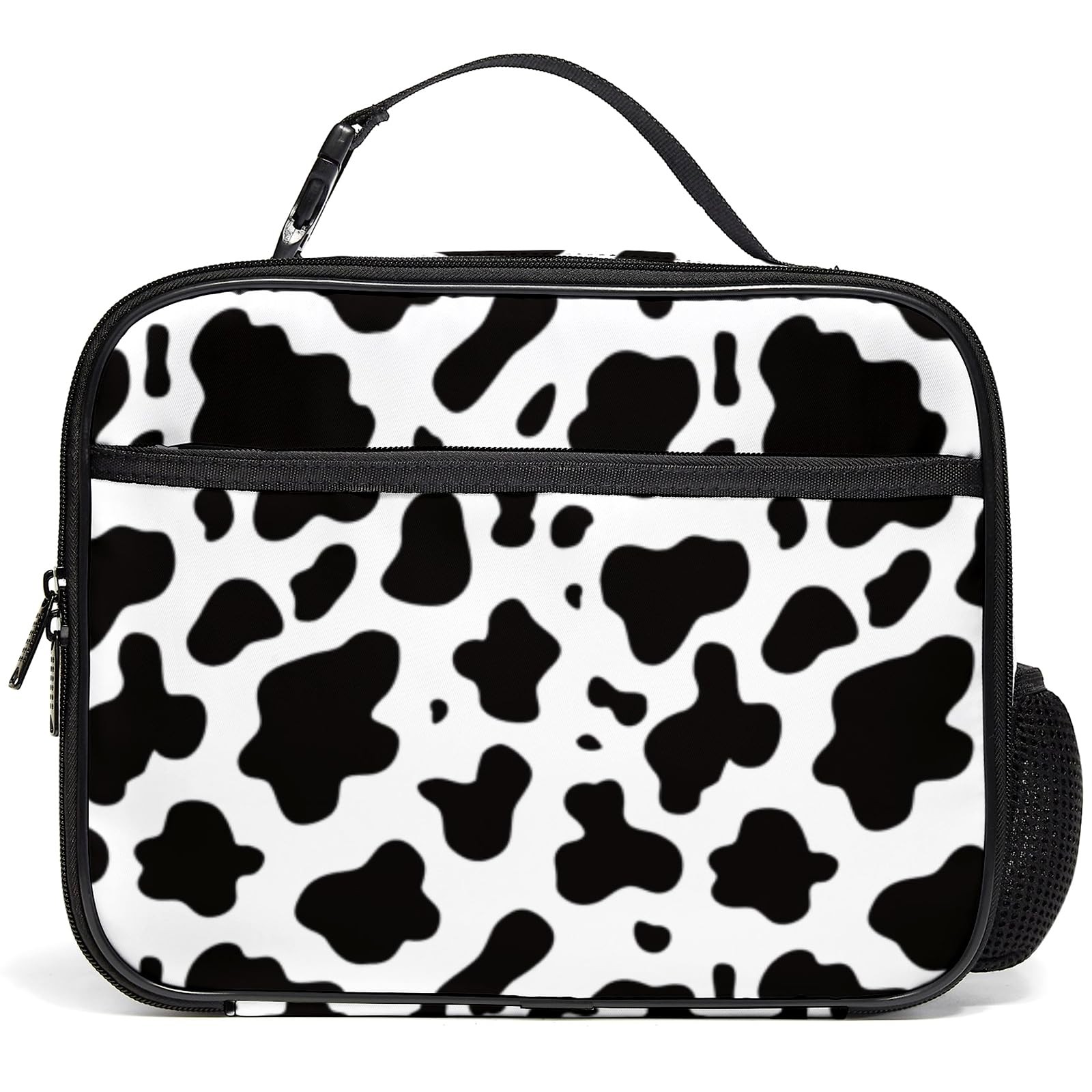 Cow Print Insulated Lunch Bag for Women and Girls - Reusable Cooler Tote with Handle