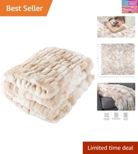 Oversized Cream Faux Fur Throw - Elegant 60x80-Inch Blanket for Cozy Homes