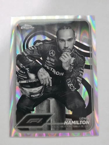 2024 Topps Chrome Formula 1 F1 Lewis Hamilton Portrait Black &amp; White RayWave #6
