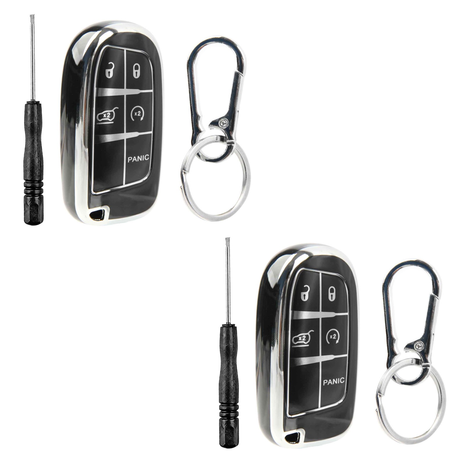 2 Remote Fob Shell Case Polymer Cover for2017 2018 2019 2020 2021 Jeep Cherokee