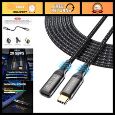10ft USB C Extension Cable, USB 3.2 Female to Male, 240W PD Fast Charging, 20 Gb