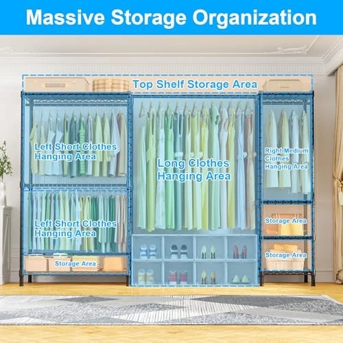 E10 Clothes Rack(With Stretchable Hanger Rod)Freestanding Clothing Racks for - Picture 5 of 7