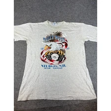 VINTAGE 90s Apex One Shirt Mens XL Gray Rally Week Sturgis SD Single Stitch Tee