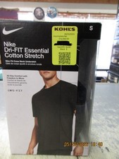 One New Black Nike Dri Fit Cotton Stretch Men's SZ S Short Sleeve Crew T Shirt