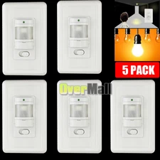 5pcs 180° LED Auto Infrared PIR Move Motion Sensor Detector Wall Light Switch US