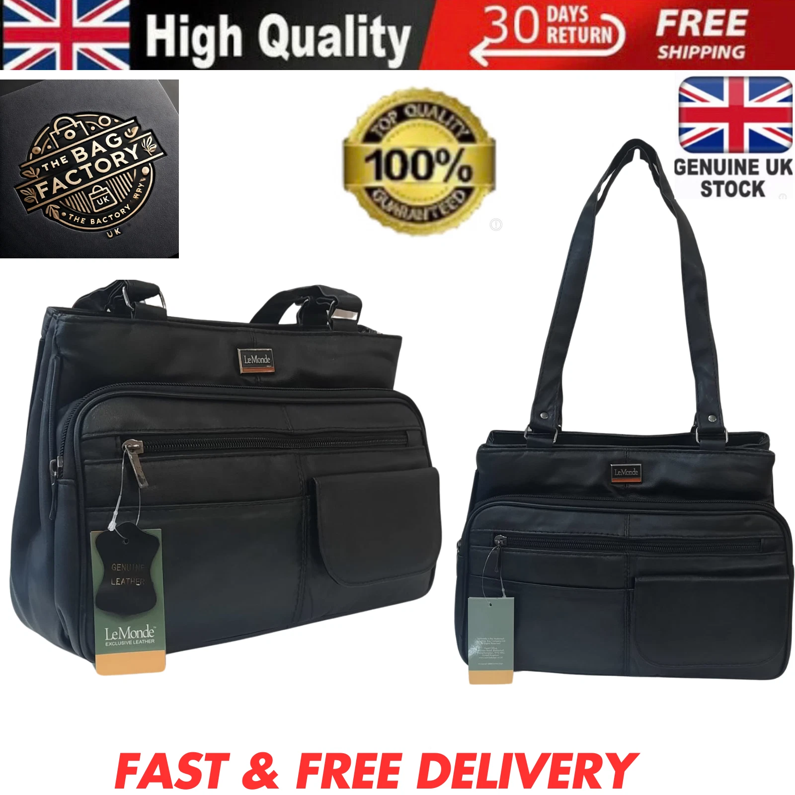 NEW WOMEN'S GENUINE REAL LEATHER ORGANISER BAG MULTI POCKETS HANDBAG LT023 UK