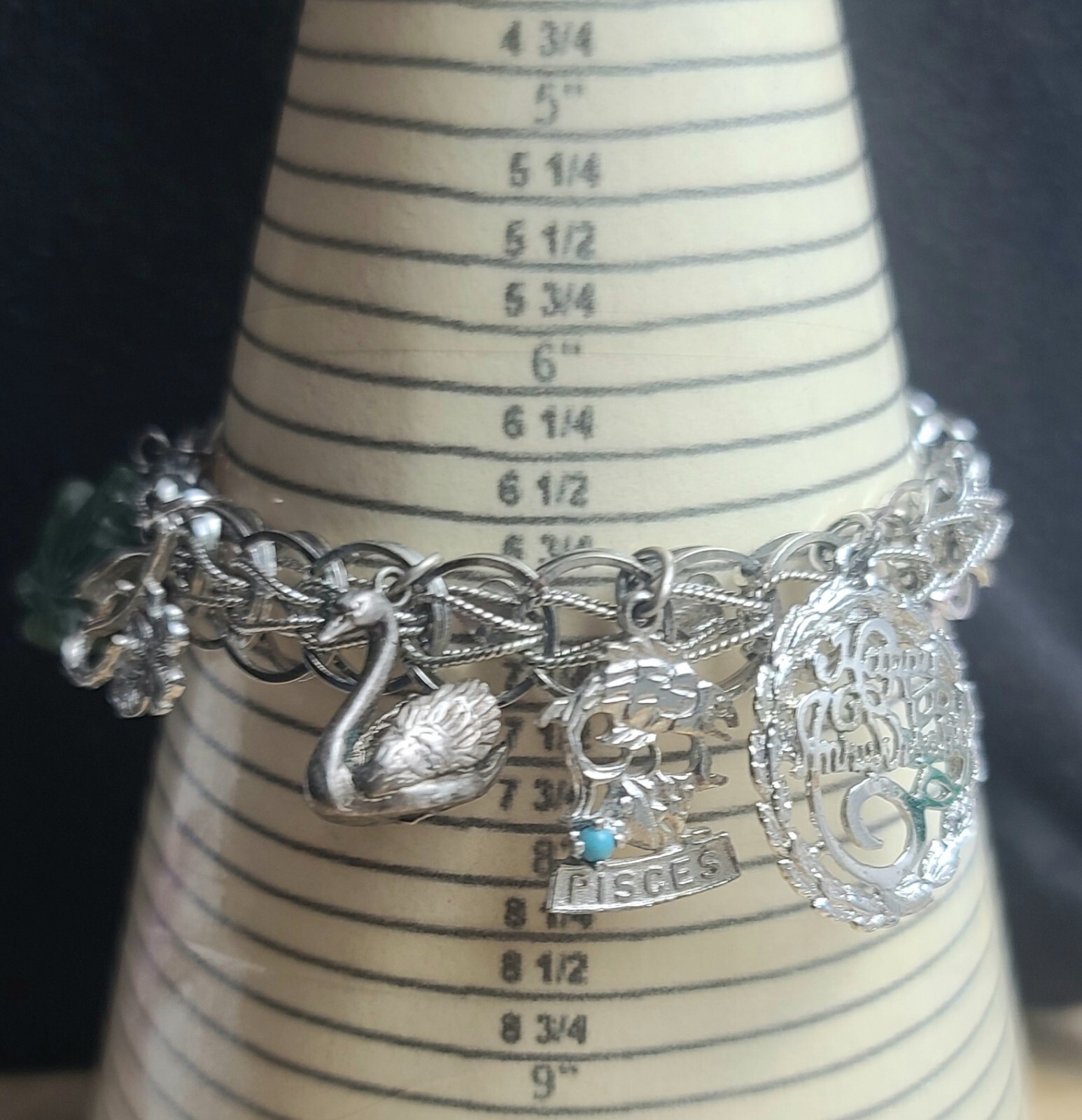 Sterling 925 Solid Silver Charm Chain Bracelet Go… - image 20