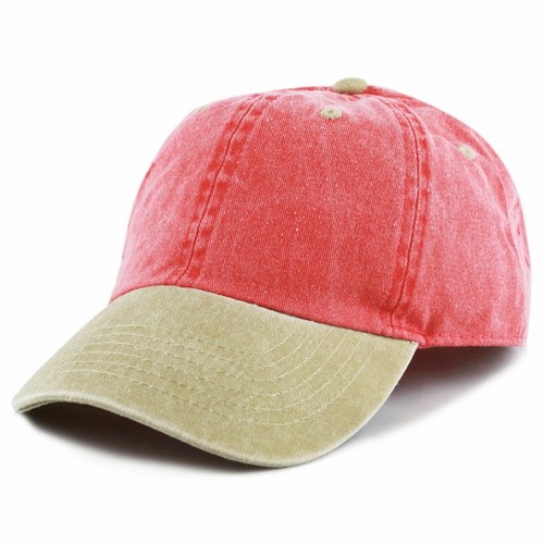 Two-tone 6-panel cap, one size fits all cotton yellow type Vintage Second Hand