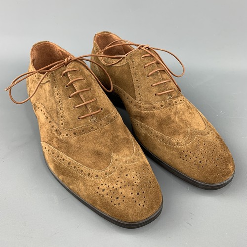 RALPH LAUREN Size US 8 Brown Perforated Suede Wingtip Lace-Up Shoes - Picture 2 of 9