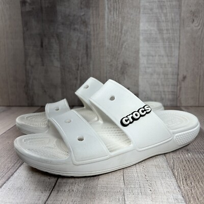 Crocs Women's Classic Slide Sandal Comfort Two Strap Slip On White Size ...