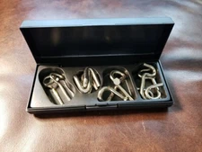 Metal Puzzle Box Set With Case 4 Piece