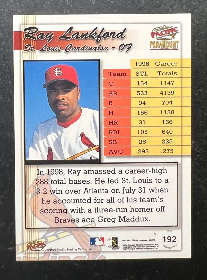 1999 Paramount Opening Day Ray Lankford #192 74/74 - Image 2 of 2