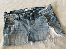 abercrombie fitch girls 16 short distressed denim skirt
