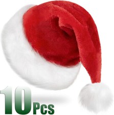 10 X Santa Hat Xmas Hat Father Christmas Hat Adults Deluxe Plush New Year Gifts