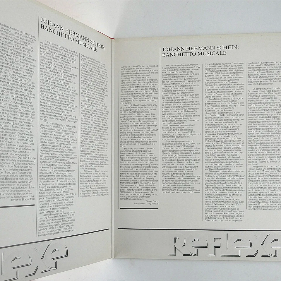 Lp Johann Hermann Schein / Hespèrion XX – Banchetto Musicale - Bild 2 von 4