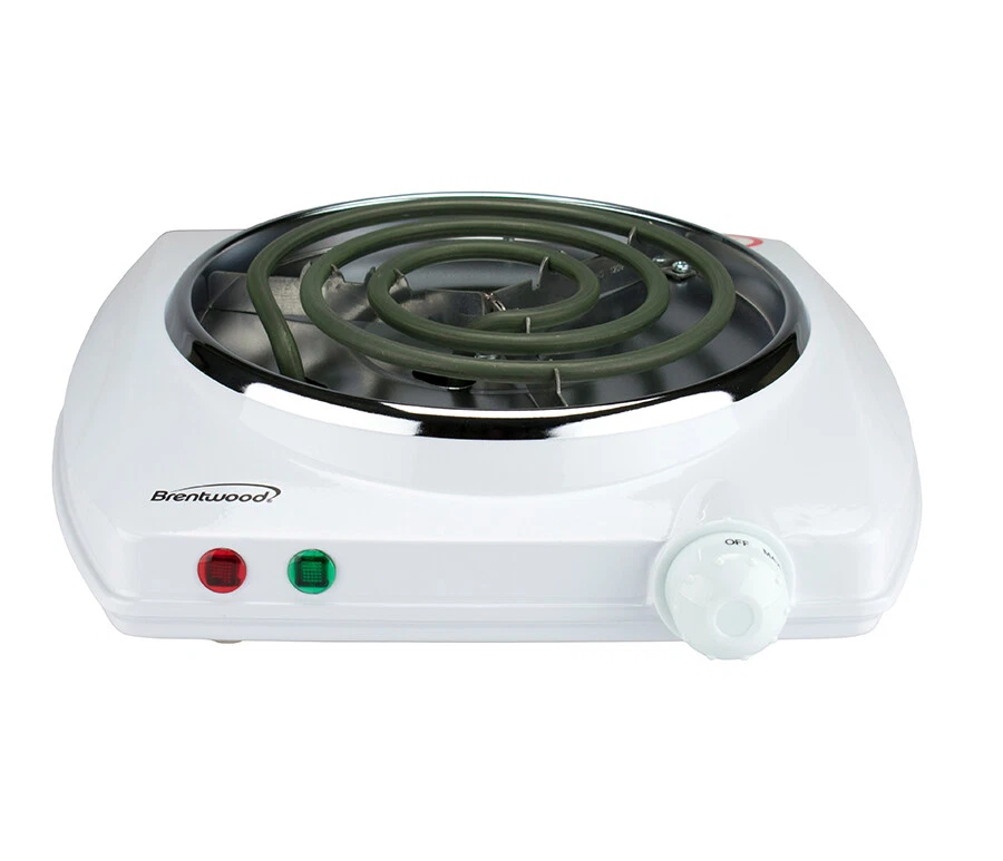 Quemador eléctrico individual Brentwood TS-322 1000 vatios calor ajustable blanco 120 V NUEVO Foto 3 de 4