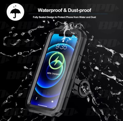 Motorrad Wasserdicht Kabellos Handy Ladegerät IP67 Halter 15W Schnellladung + USB-C