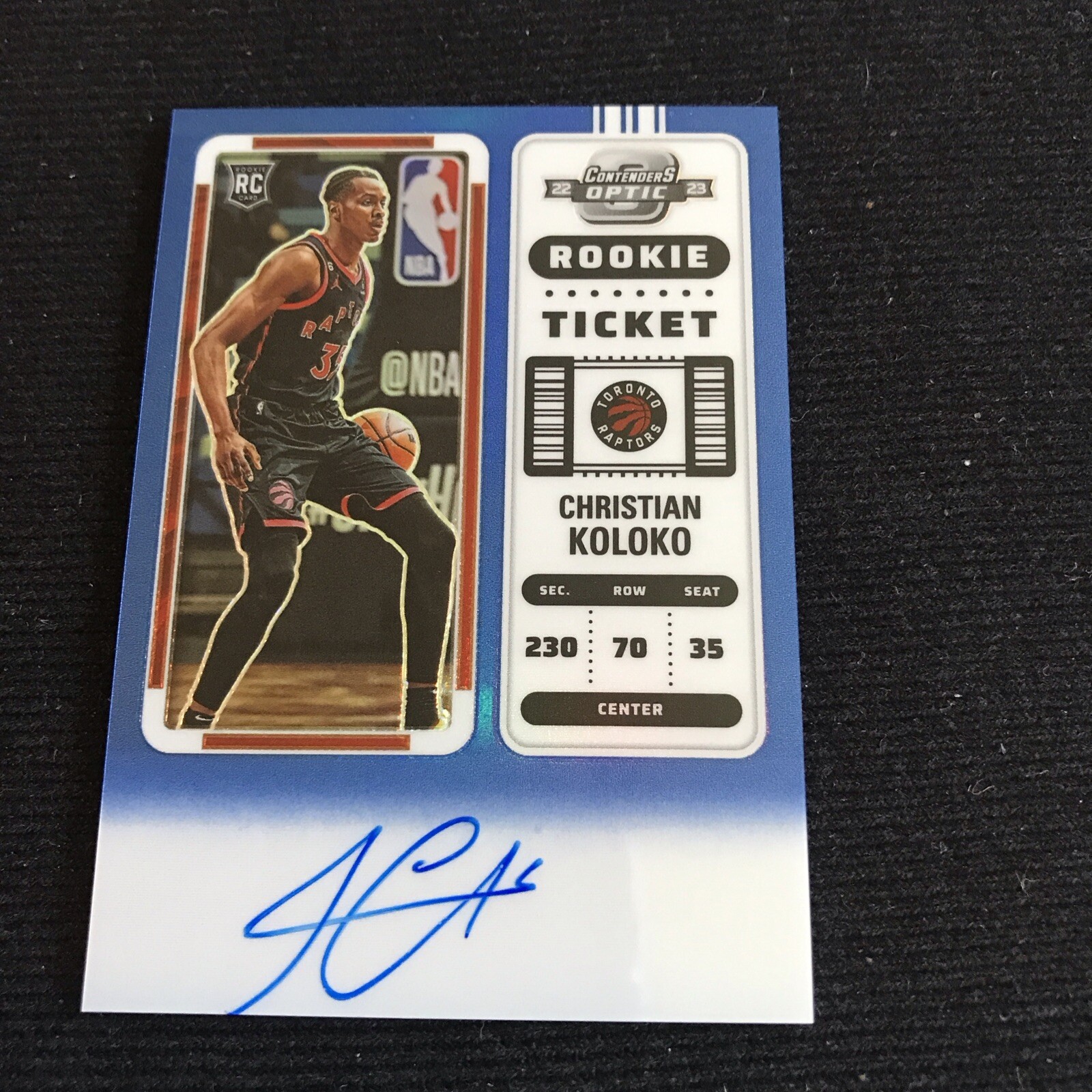 2022-23 Contenders Optic Christian Koloko Blue Prizm Rookie Ticket Auto #15/49