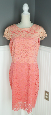 Antonio Melani Size 14 Cap Sleeve Lace Sheath Dress Ombre Pink | eBay