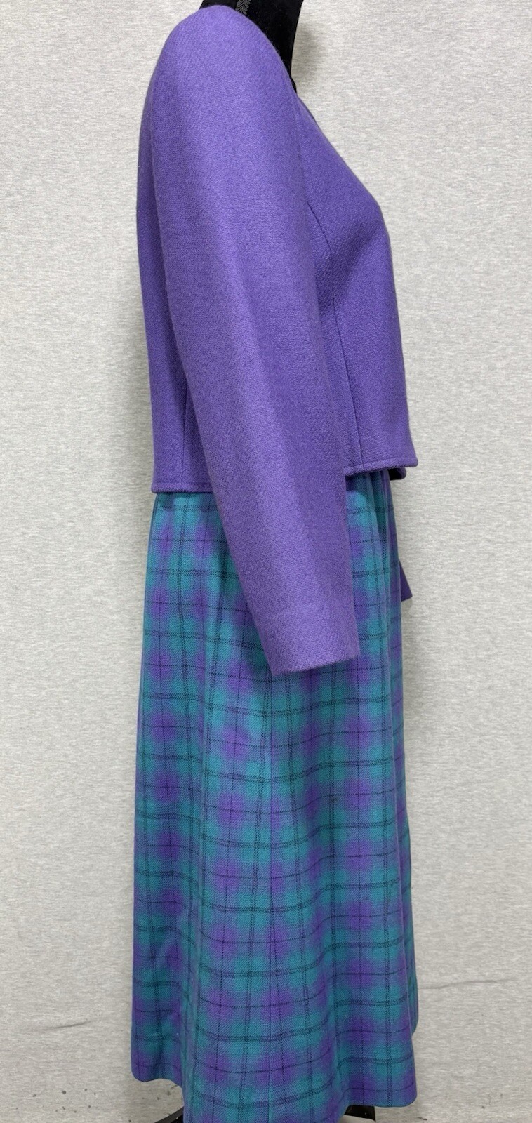 1960s Pendleton Wool Skirt Suit in Blue and Purple Plaid