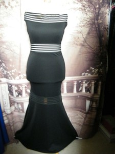 black bardot prom dress