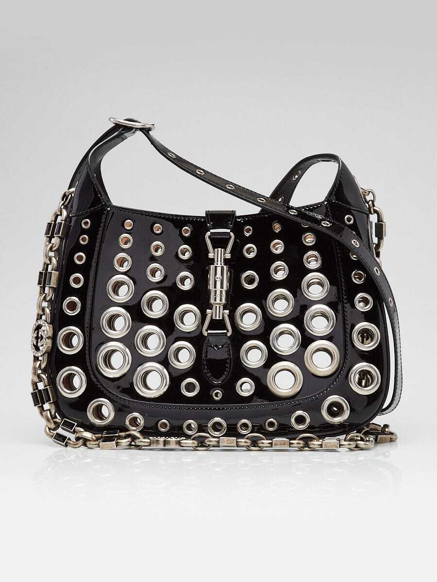 Gucci　ブローチ　HAHAHA　シリーズ Gucci Black Patent Leather Ha Ha Ha Mini Jackie 1961 Shoulder Bag