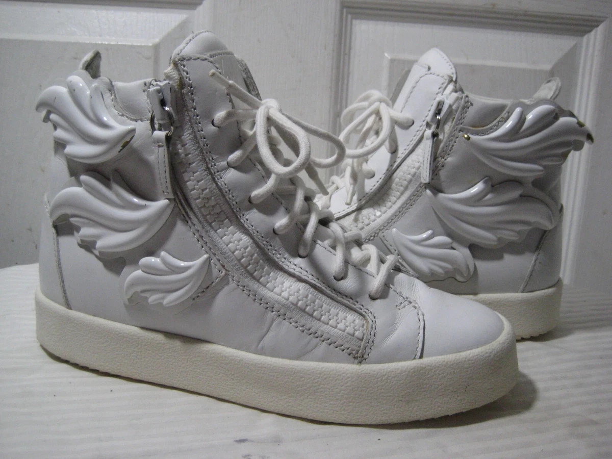 på den anden side, Udvalg Fru Giuseppe Zanotti White Leather High-Top Sneakers Wing-Detail Wo&#039;s Size  37 / 6.5 | eBay