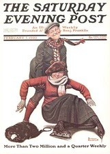 1920 FEB 7 Ice Skating Lesson NORMAN ROCKWELL SATURDAY EVENING POST COVER PRINT
