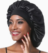 Pretty SilkyBurgundy Red  Satin Soft Bonnet Full Head Wrap "Red on RED Band