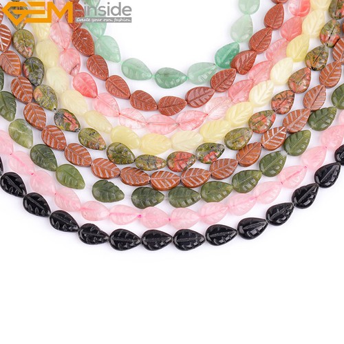 Natural Crystal Carved Leaf Leaves Sandstone Jewelry Making 15” 8x11mm 33Pcs - Picture 4 of 129