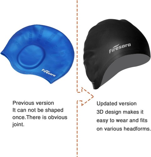 White Silicone Swimming Cap 3D Design Waterproof Hat with Nose Clip Ear Plugs - Picture 4 of 18