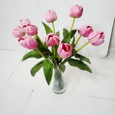 Pottery Barn Faux Tulips in a LSA International Glass Vase