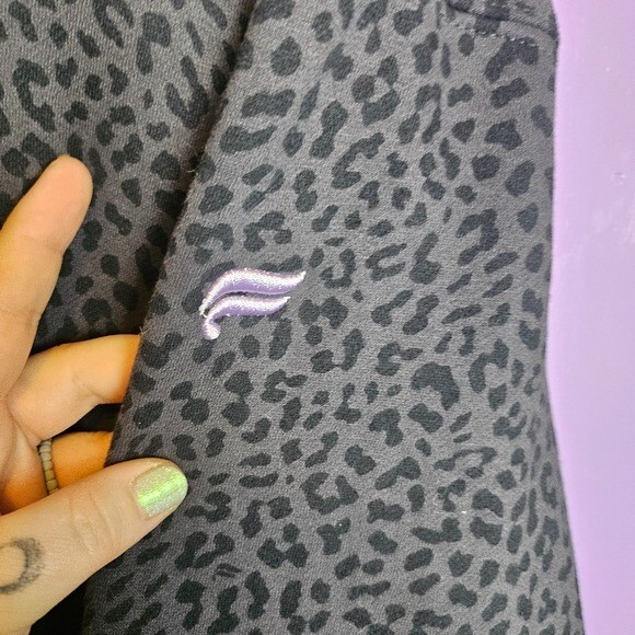 Fabletics Gray Leopard Print Fleece Jumpsuit - image 5
