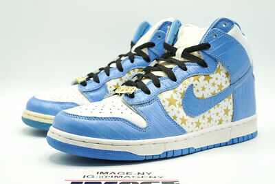 NIKE DUNK PRO SB HIGH USED SZ 10.5 SUPREME WHITE UNIVERSITY BLUE 307385 141