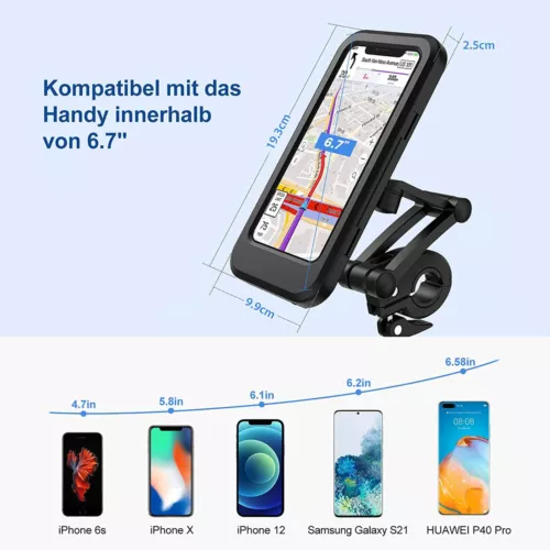Waterproof Motorcycle Bike Handlebar Phone Mount Holder Case for iPhone Samsung - Picture 16 of 19