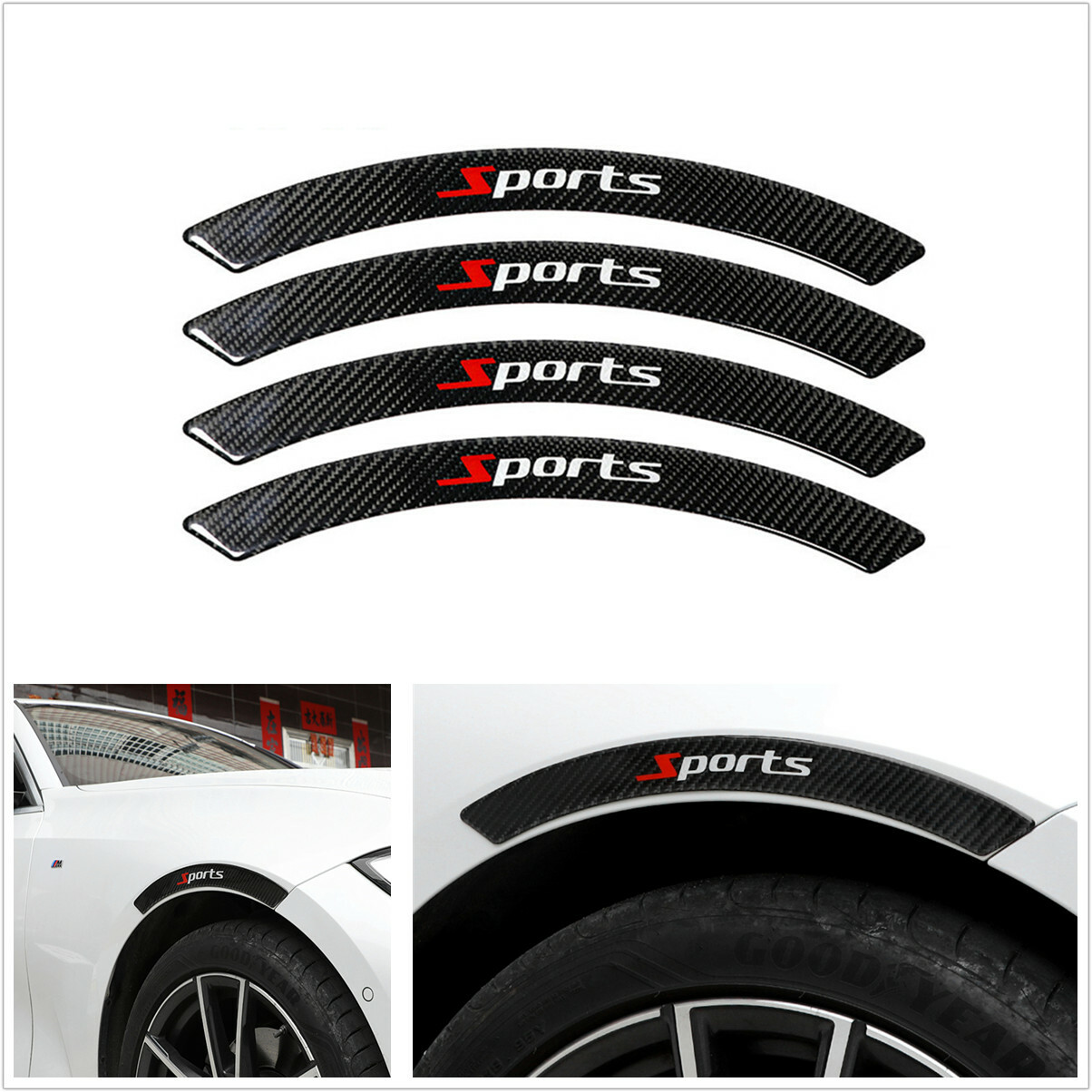 4Pcs Real Carbon Fiber Car Wheel Eyebrow Arches Lip Fender Flare Protector Cover
