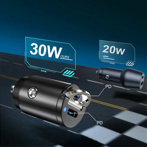 Mini Dual USB Type-C PD Car Phone Charger 30W Fast Charge Adapter Accessories - Picture 11 of 12
