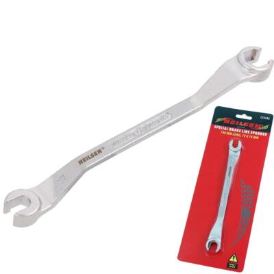 Neilsen Flare Nut Wrench Open-Ended Brake Line Pipe Spanner 12mm 14mm ...