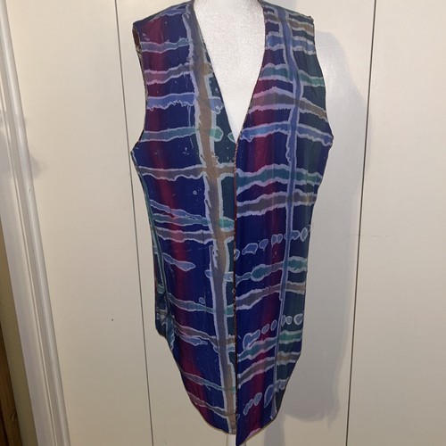 Womens Handmade Chevron Vintage Vest Sz L/XL Mid Century 70s Colorful - Picture 8 of 10
