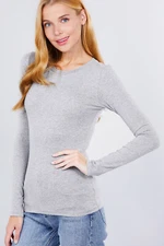 Womens Cotton Stretch Long Sleeve T-Shirt Plain Fitted Solid Slim Layering