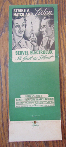 FUNDA GIGANTE MATCHBOOK: REFRIGERADOR SERVEL ELECTROLUX EVANSVILLE EN CUBIERTA C - Imagen 2 de 2