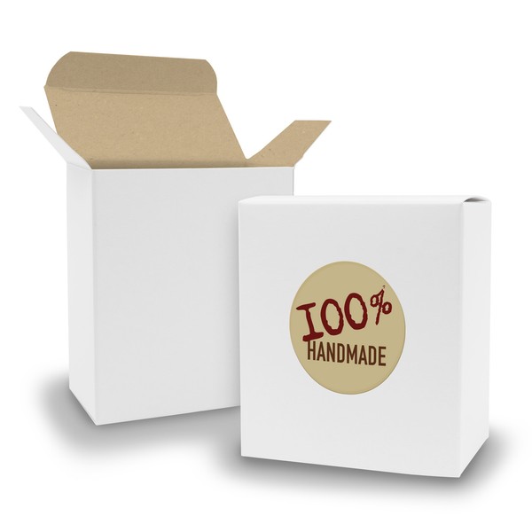 Itenga Set 100%Handmade 24Xfaltschachtel Quader Weiß Braun+ Sticker Gastgeschenk-image
