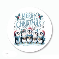 Merry Christmas Caroling Penguins Scrapbook Stickers Holiday Envelope Seals