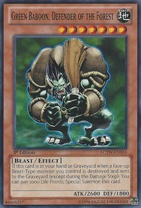 Green Baboon, Defender of the Forest - LCYW-EN165 - Common - 1st Edition x3 - Ne