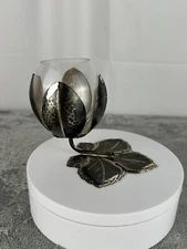 Vintage beautiful candle holder with glass insert QUIST ESSLINGEN, silver plated