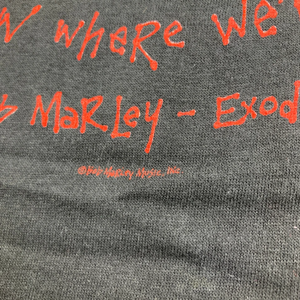 Vintage Bob Marley Shirt Womens M Black Crop Top Exodus Reggae Music 90s Tee VTG - Image 4 of 4