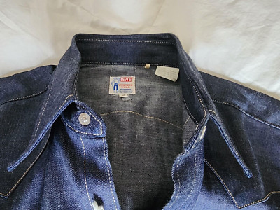 Deadstock Levi s Vintage Collection Sawtooth Denim Western Shirt USA LVC Medium