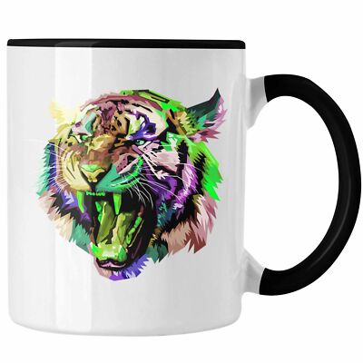 Trendation - Tiger Polygon Tasse Geschenk Tigern-Liebhaber Bunt