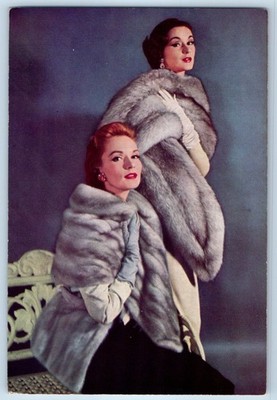 c1950's Women Albert Gioielli Furrier Fur Scarf Fashion Advertising Postcard