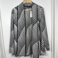 Chico's Travelers Textured Jacquard Open Front Jacket Womens 2 Or 12 Large NEW